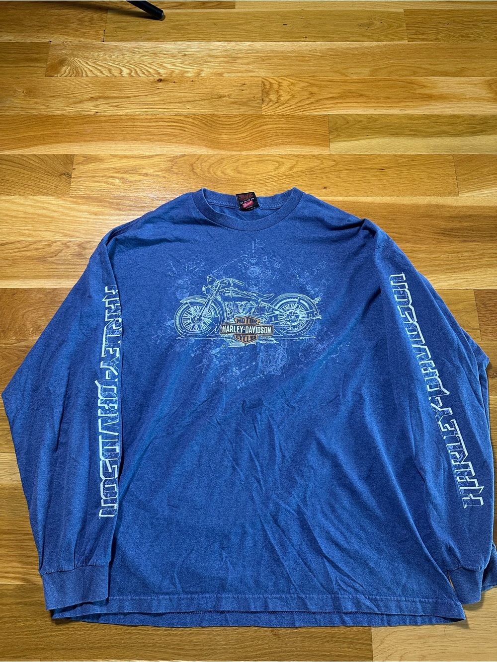 Harley-Davidson Blue Long Sleeve Motorcycle Graphic Tee